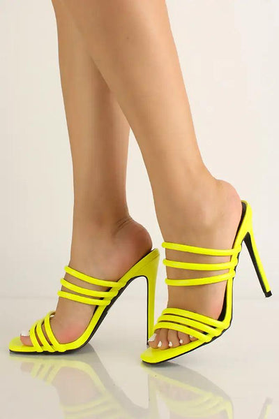 Lime Strappy Slip On High Heels - AMIClubwear