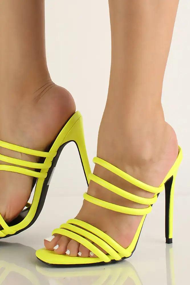 Lime Strappy Slip On High Heels - AMIClubwear