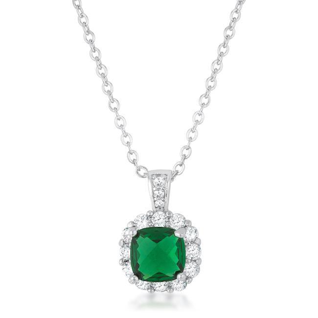 Liz 2.6ct Emerald CZ Rhodium Classic Necklace - AMIClubwear