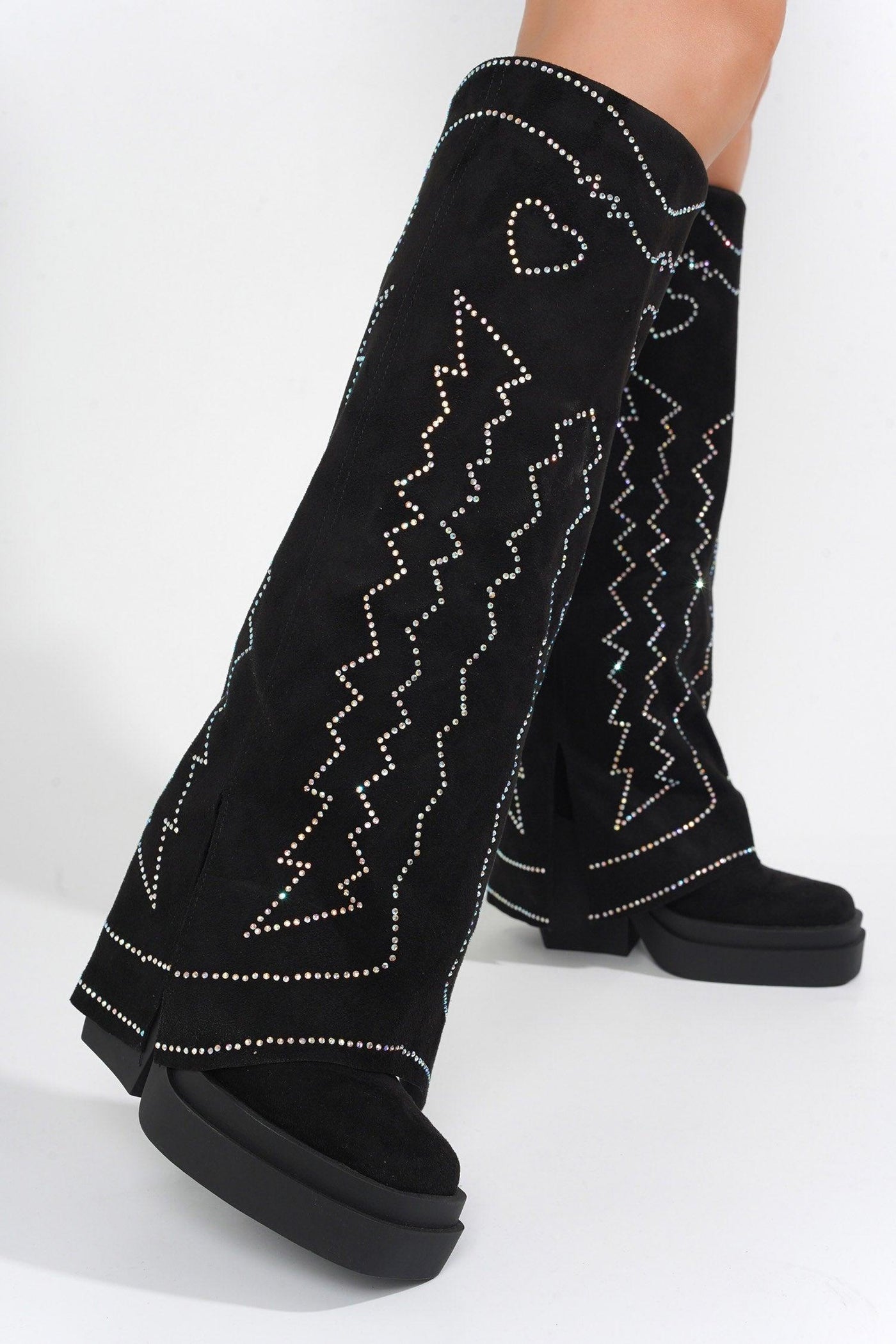 LUVO - BLACK Thigh High Boots - AMIClubwear