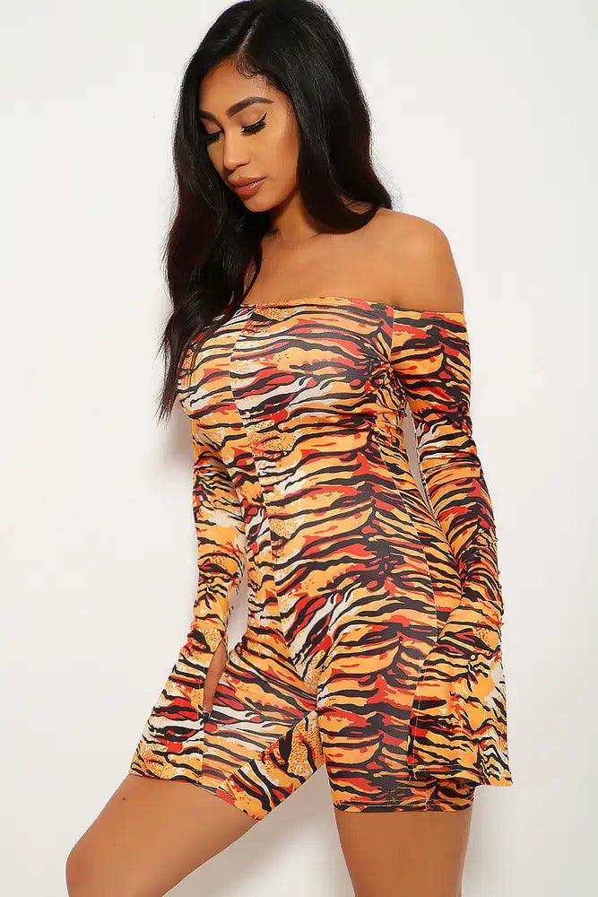 Marigold Black Tiger Print Romper - AMIClubwear