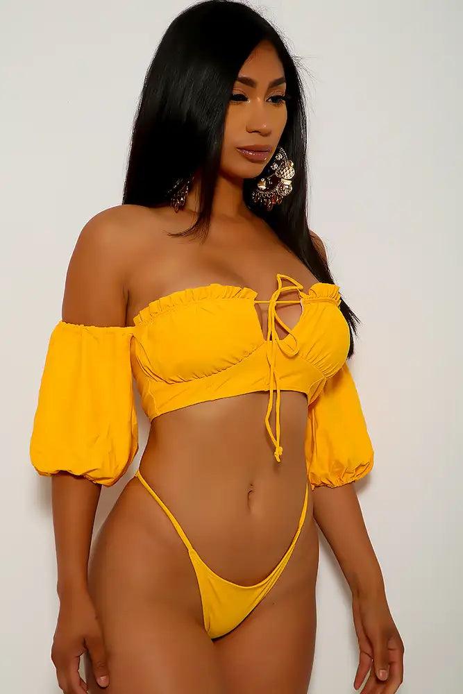 Marigold Off The Shoulder Two Piece Swimsuit - AMIClubwear