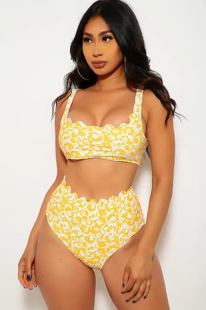 Marigold White Padded Two Piece Swimsuit - AMIClubwear