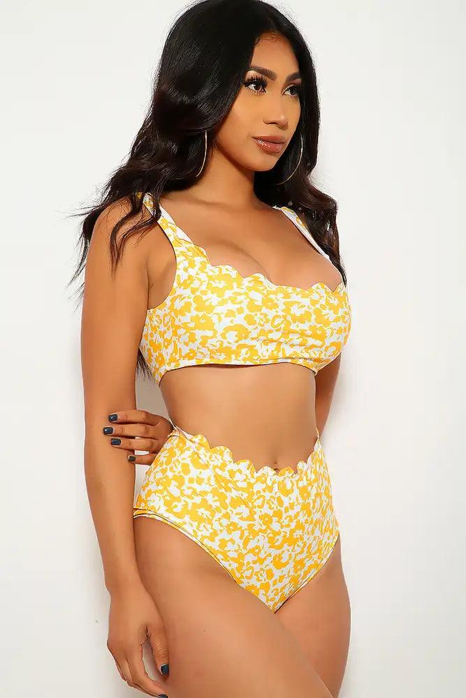 Marigold White Padded Two Piece Swimsuit - AMIClubwear