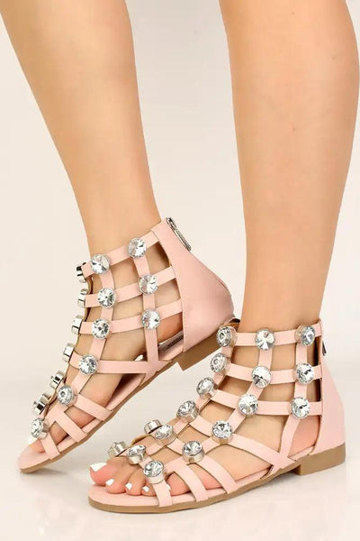 Mauve Rhinestone Sandals - AMIClubwear