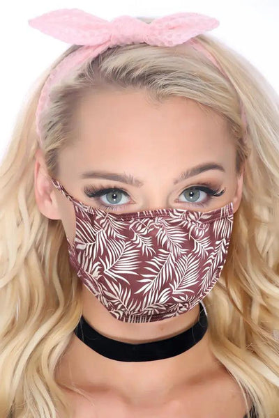 Mauve White Printed Reusable Face Mask - AMIClubwear