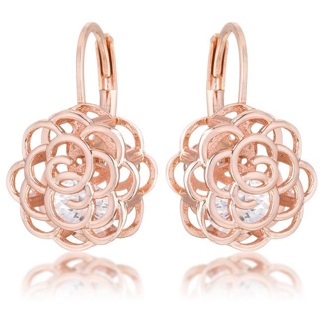 Maya 1.5ct CZ Rose Gold Rose Drop Earrings - AMIClubwear