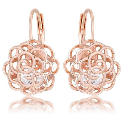 Maya 1.5ct CZ Rose Gold Rose Drop Earrings - AMIClubwear