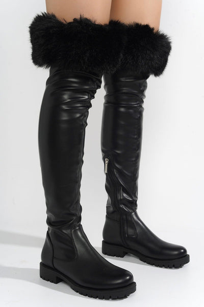 MEGHANI - BLACK Thigh High Boots