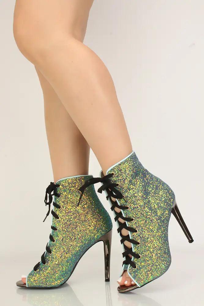 Mermaid Lace Up Glittery High Heels - AMIClubwear