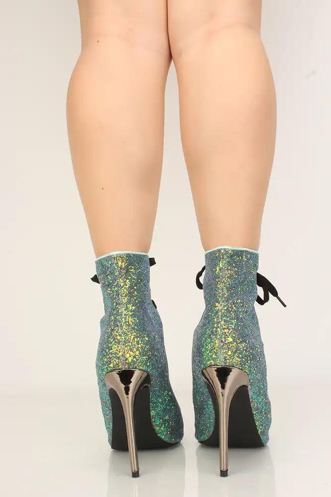 Mermaid Lace Up Glittery High Heels - AMIClubwear