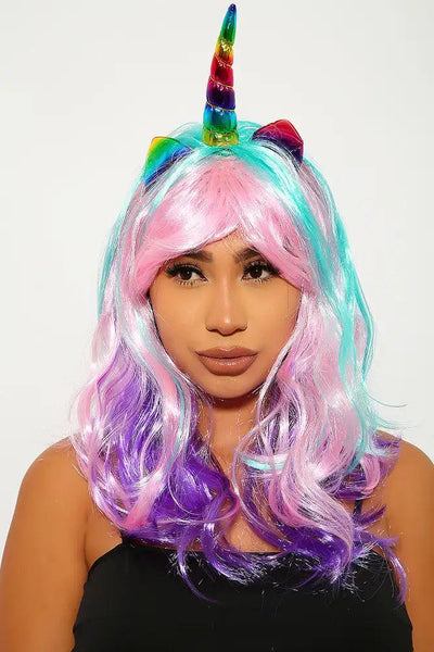 Mint Purple Two Tone Wavy Costume Wig - AMIClubwear