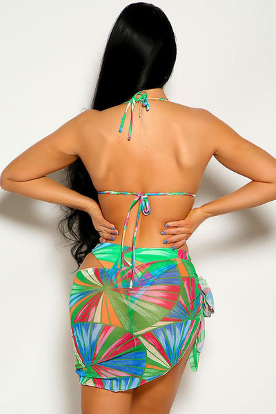 Multi Graphic Print Two Tone Three Piece Sexy Swimsuit - AMIClubwear