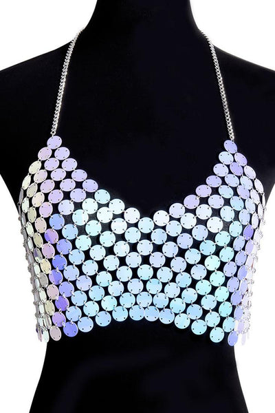 Multi Holographic Sequin Crop Top - AMIClubwear
