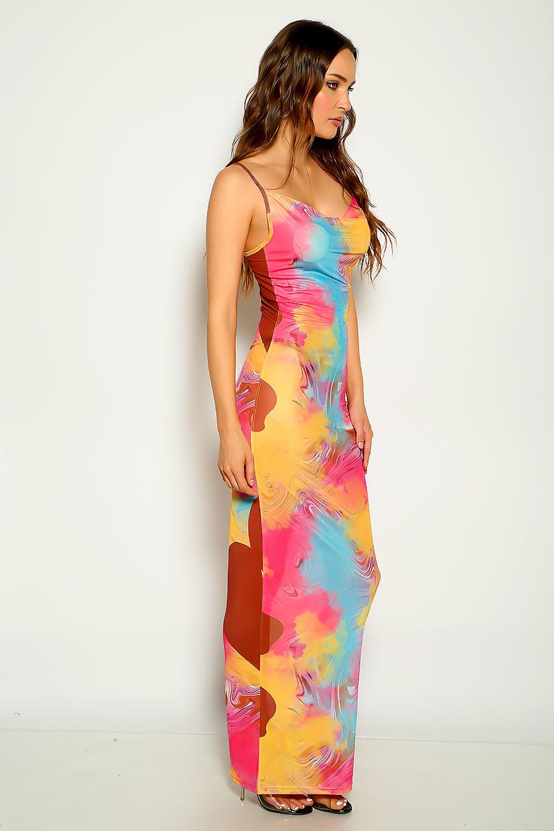 Multi Printed Sleeveless Maxi Sexy Party Dress - AMIClubwear
