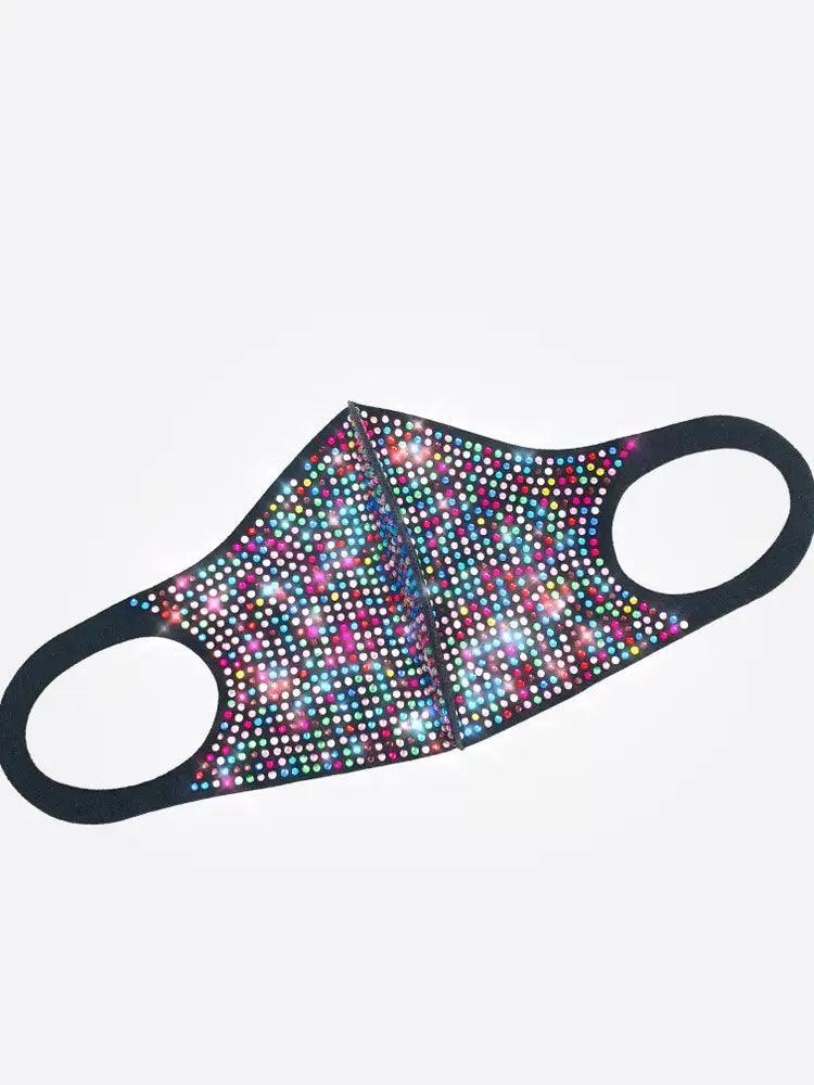 Multi Rhinestone Accent Washable Face Mask - AMIClubwear