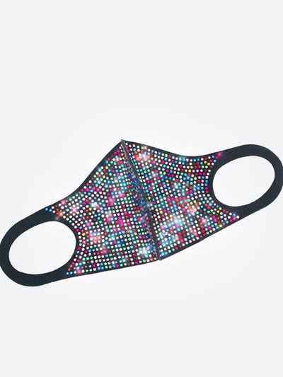 Multi Rhinestone Accent Washable Face Mask - AMIClubwear