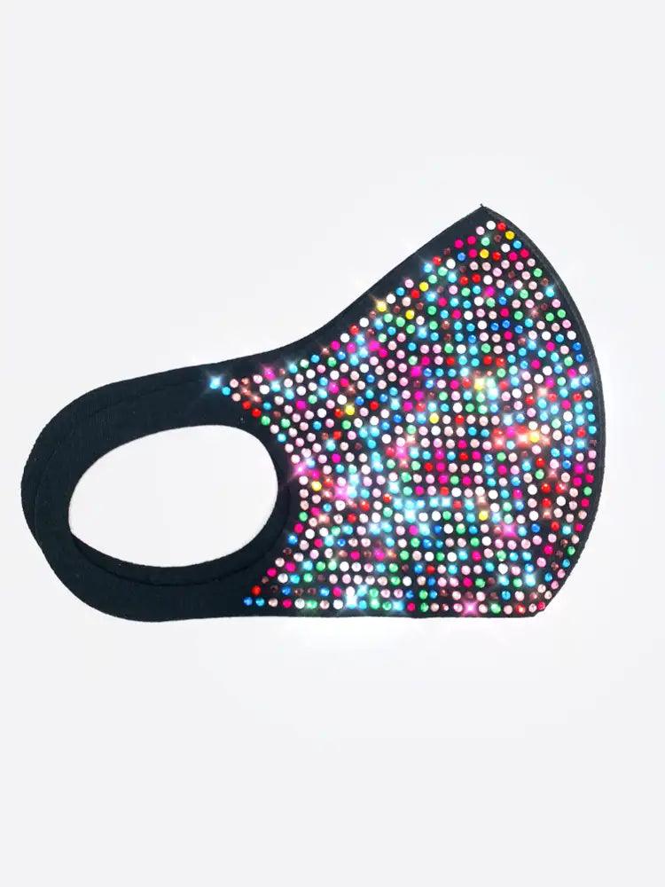 Multi Rhinestone Accent Washable Face Mask - AMIClubwear