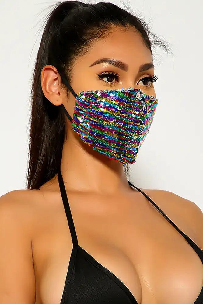 Multi Sequins Reusable Washable Mask - AMIClubwear