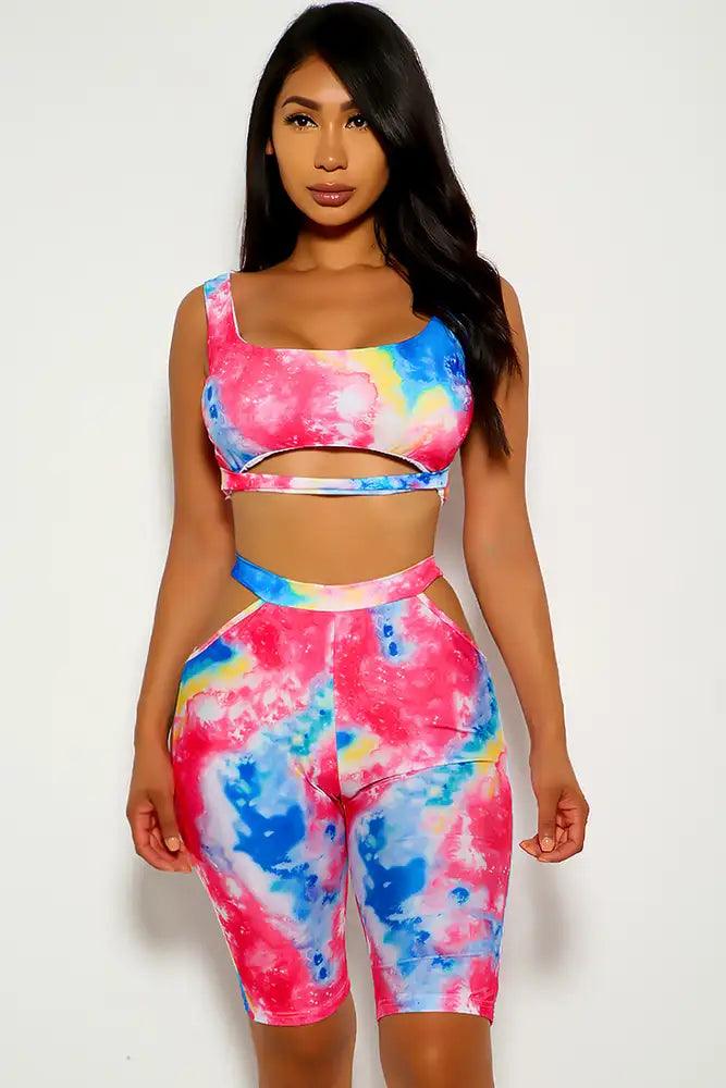 Multi Sleeveless Cut Out Two Piece Outfit - AMIClubwear