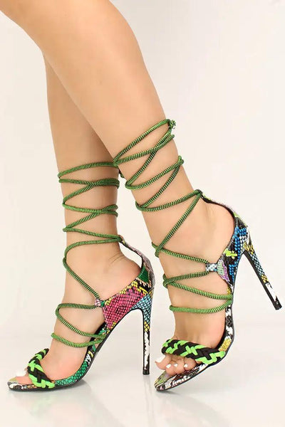 Multi Strappy Lace Up High Heels - AMIClubwear