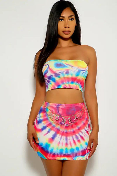 Multi Two Tone Two Piece Dress - AMIClubwear