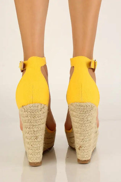 Mustard Open Toe Espadrille Wedges - AMIClubwear