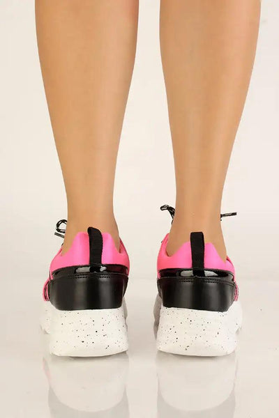 Neon Fuchsia Snake Print Casual Sneakers - AMIClubwear