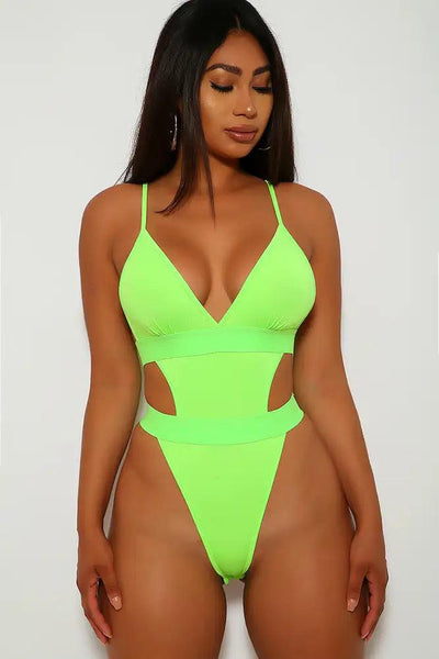 Neon Lime Cut Out Monokini - AMIClubwear