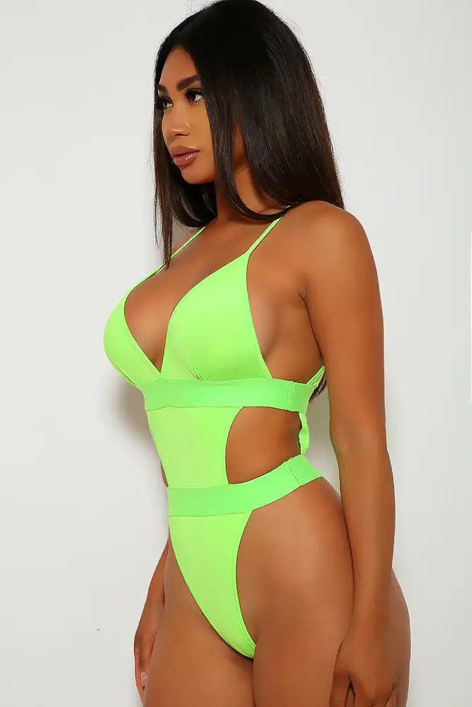 Neon Lime Cut Out Monokini - AMIClubwear
