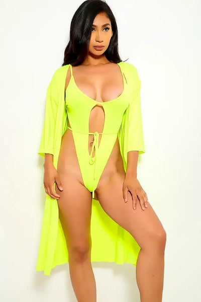 Neon Lime Cut Out Two Piece Swimsuit - AMIClubwear