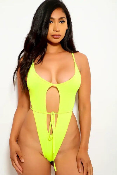 Neon Lime Cut Out Two Piece Swimsuit - AMIClubwear