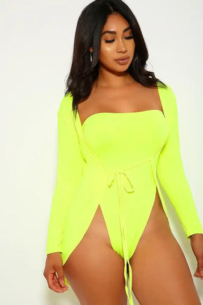 Neon Lime High Leg Two Piece Swimsuit - AMIClubwear