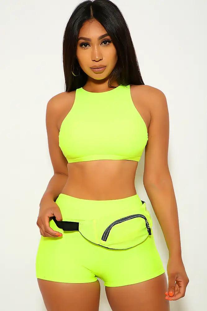 Neon Lime High Waist Two Piece Swimsuit - AMIClubwear