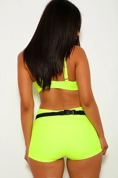 Neon Lime High Waist Two Piece Swimsuit - AMIClubwear