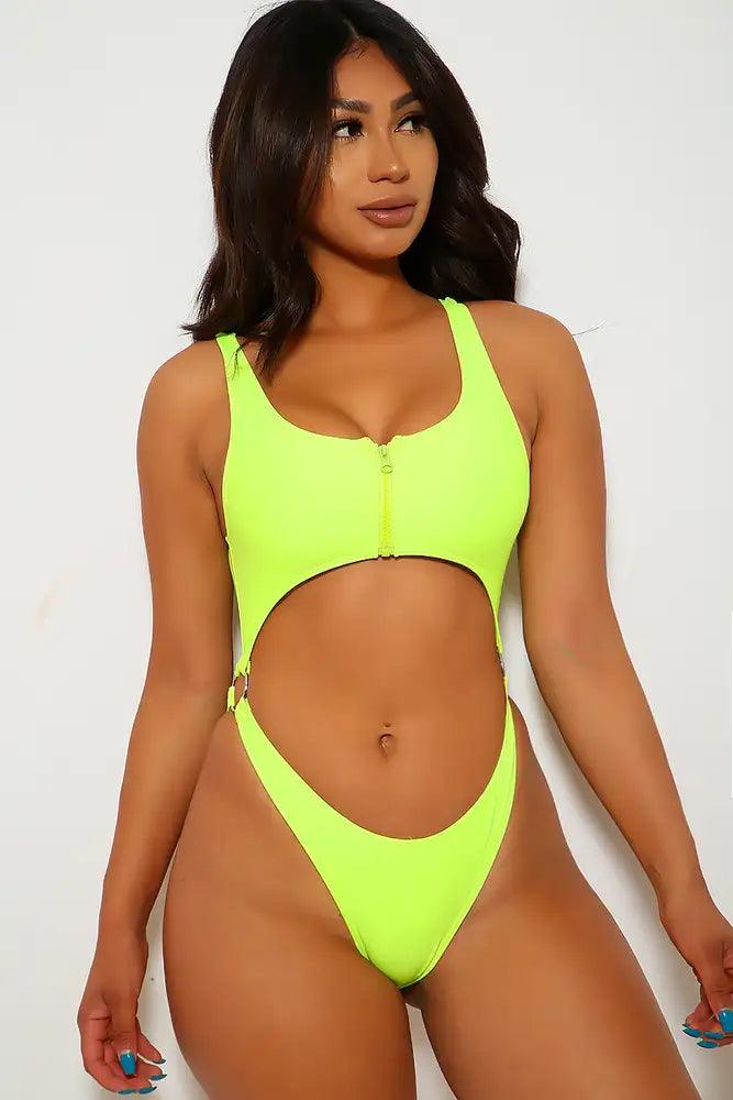 Neon Lime One Piece Swimsuit - AMIClubwear