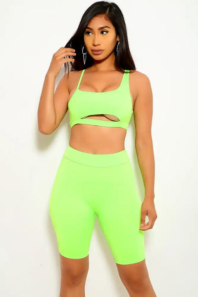 Neon Lime Two Piece Outfit - AMIClubwear