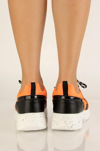 Neon Orange Snake Print Casual Sneakers - AMIClubwear