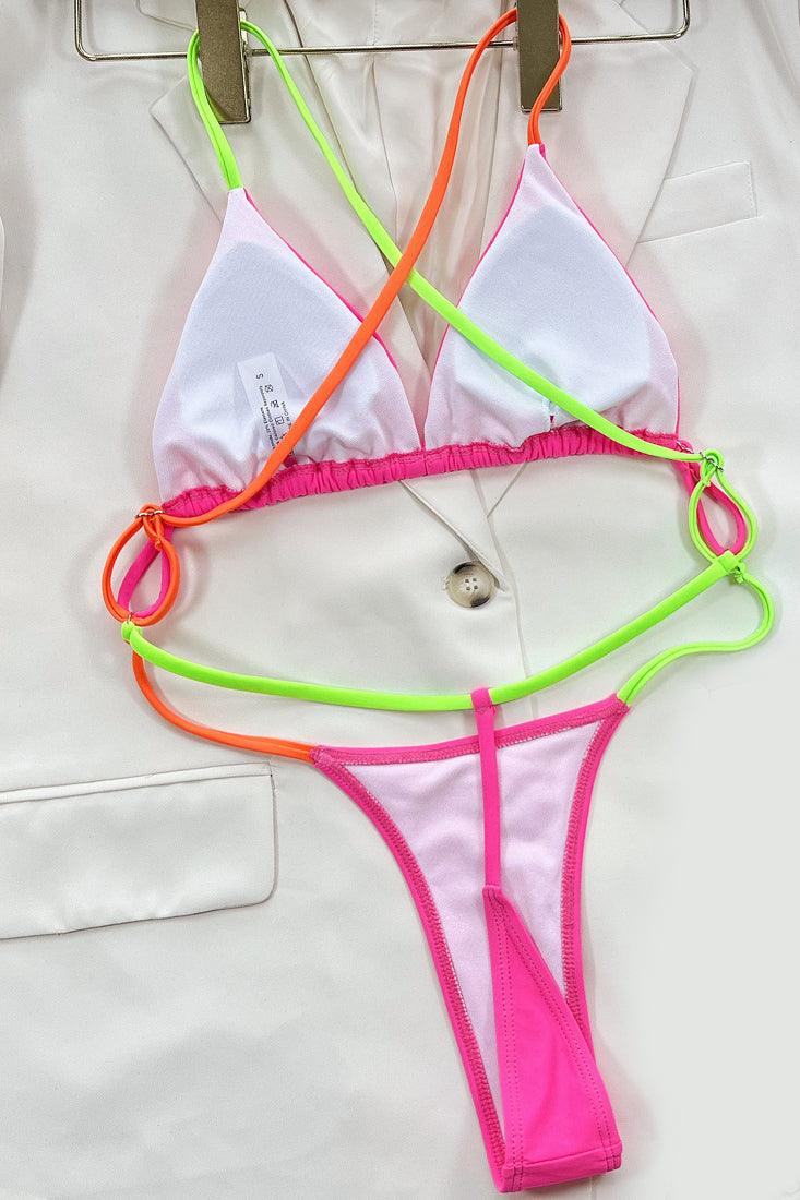 Neon Pink Slingshot G-String Thong Monokini Swimwear