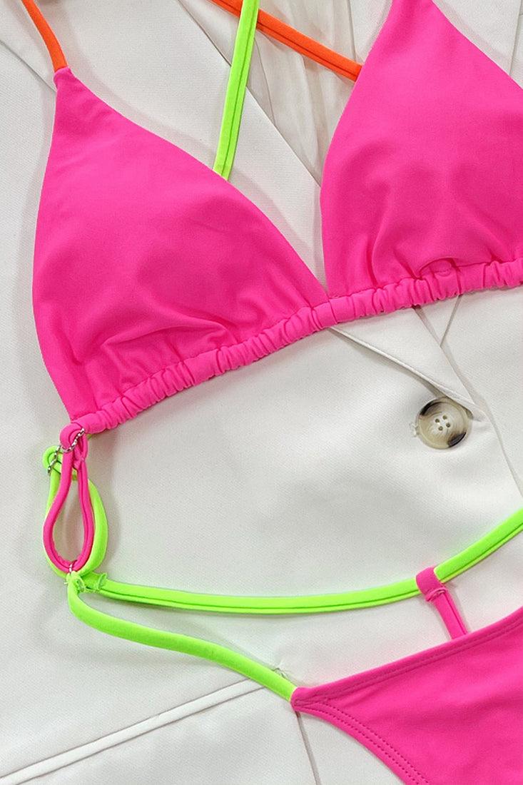 Neon Pink Slingshot G-String Thong Monokini Swimwear - AMIClubwear