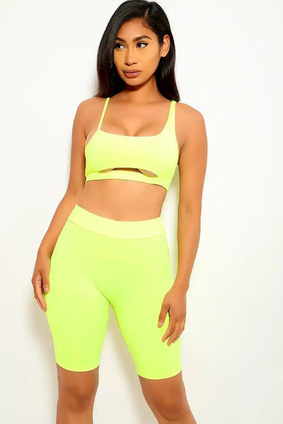 Neon Yellow Two Piece Outfit - AMIClubwear