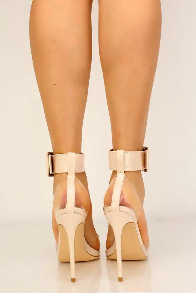 Nude Clear Patent Pointy Toe High Heels - AMIClubwear