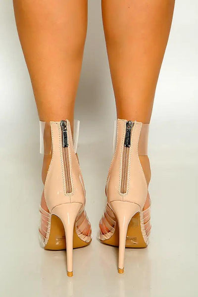 Nude Clear Strappy Detail Ankle Strap Open Toe High Heel - AMIClubwear