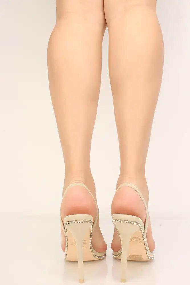 Nude Faux Suede Clear High Heels - AMIClubwear