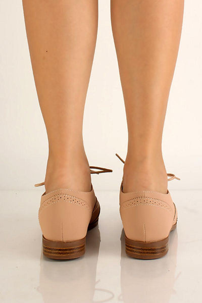 Nude Lace Up Casual Loafers - AMIClubwear