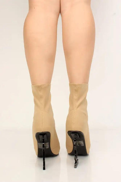 Nude Monogram Booties - AMIClubwear