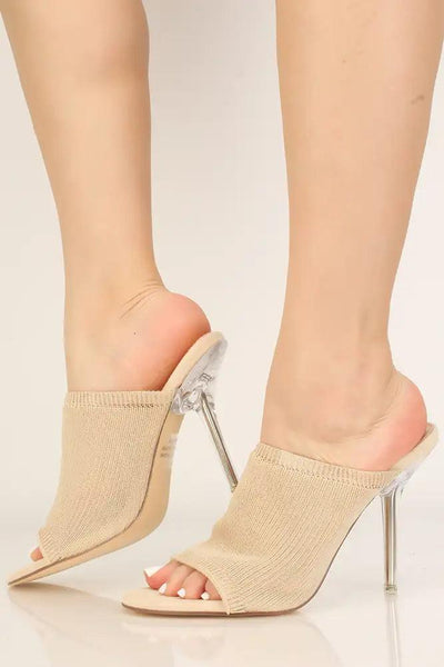 Nude Slip On Open Toe High Heels - AMIClubwear