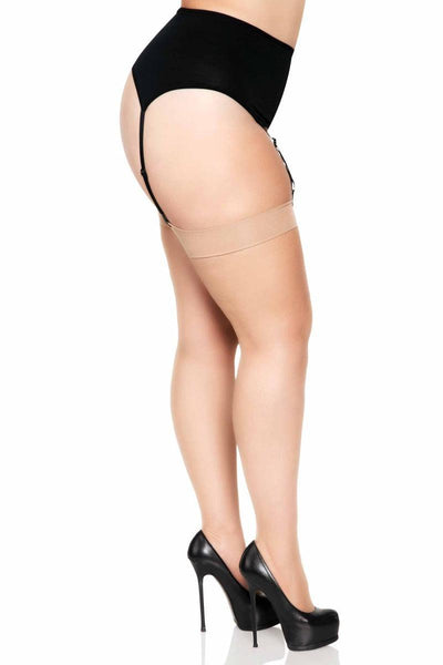 Nude Spandex Netted Plus Size Stockings - AMIClubwear
