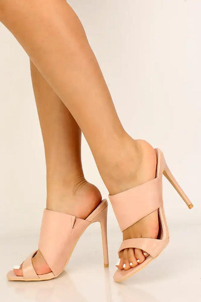 Nude Square Slip On Mule Heel - AMIClubwear