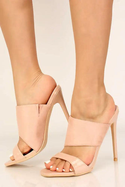 Nude Square Slip On Mule Heel - AMIClubwear